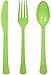 Tiger Chef Plastic Cutlery Set Heavy Duty Colored Plastic Silverware - Includes 16 Forks, 16 Teaspoons, and 16 Knives (Lime Green, 48)