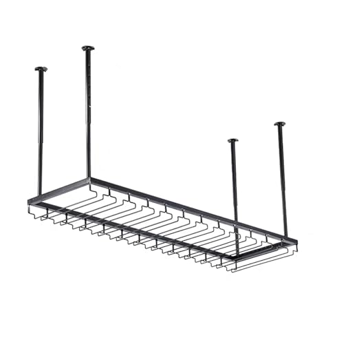Support de plafond pour verres à vin et bouteilles, étagère suspendue métal 120x35 cm