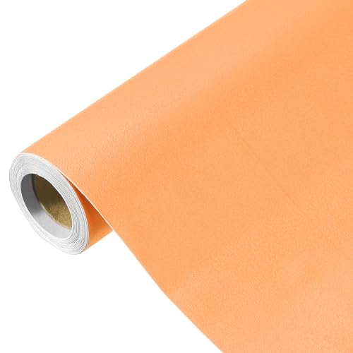 QUARKZMAN Papel Pintado Naranja de 500x40cm, Autoadhesivo, Papel de Contacto Naranja de Color Sólido, Vinilo Decorativo para Cubrir Paredes