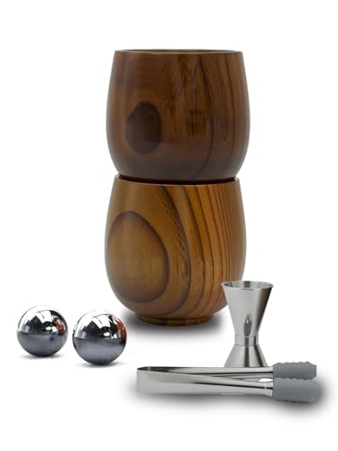 Wooden Whiskey Glasses Set of 2, Handmade Old...