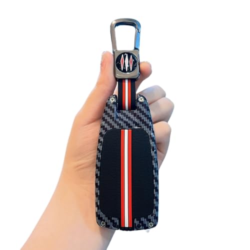 Happyit Zinc Carbon Fiber Pattern Alloy Car Key Cover Cases for Audi A4 A5 A4L S4 S5 Q3 Q5 Q7 TT 2017-2024 3 Buttons (Square Buckle) - Image 4