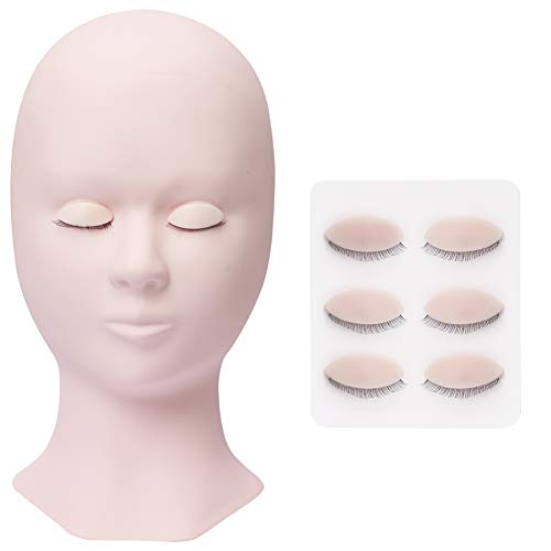 Cabeça de manequim para extensão de pestanas de treino silicone Mannequin Head com 4 pares de páreos substituídos