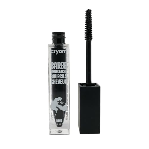 CRYOM - Correcteur temporaire de couleur pour barbe, sourcils et cheveux, flacon brosse 7 ml. Cosmétique et maquillage pour hommes. N°01 : Noir