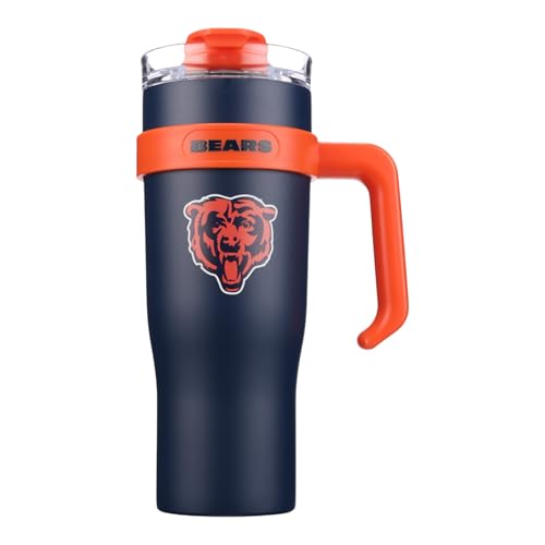 Image of The Memory Company Officially Licensed 46oz Team Color Slim Tumbler with Straw and Handle, Chicago Bears