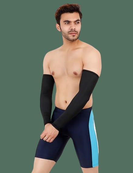 Image of NEVER LOSE Arm sleeves With Leather Gloves For Grip and UV Protection for Sports & Driving