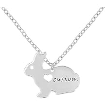 NOUMANDA Fashion Cute Rabbit Custom Name Necklace Engraved Love Heart Charm Animal Bunny Pendant