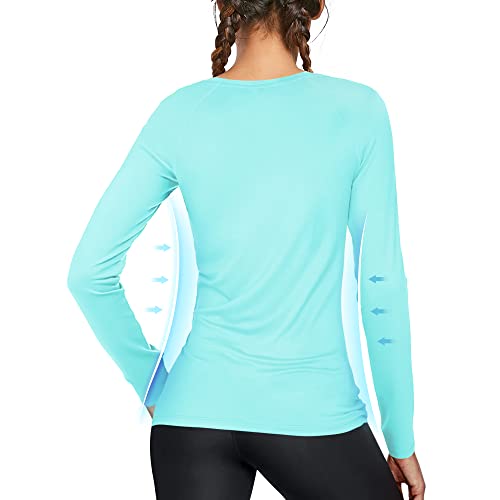 Image of Women's Long Sleeve UPF 50+ UV Sun Protection Shirts Athletic Rash Guard Swim Shirt /Hoodie for Outdoor Diving Hiking
