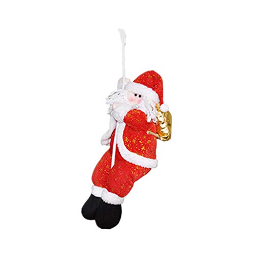 Fine Santa Claus Climbing on Rope Ladder for Christmas Tree Indoor Outdoor Hanging Ornament Decor Christmas Xmas Party Home Door Wall Decoration (D)