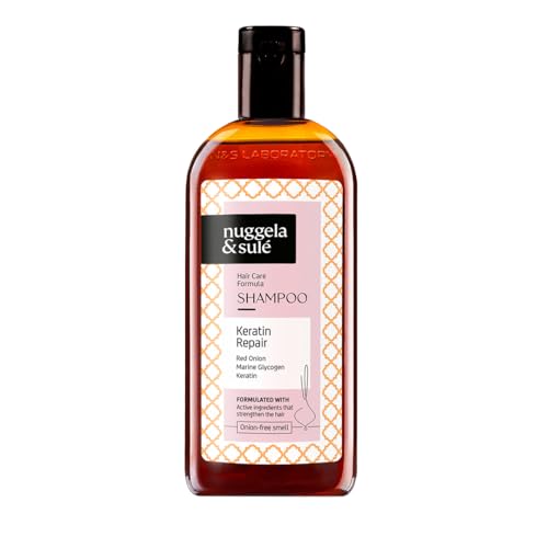 Nuggela & Sulé Shampooing Réparateur à la Kératine - Force & Vitalité. Avec Extrait d'Oignon Rouge, Kératine et Acide Hyaluronique. Sans Silicones, Sels ni Sulfates. 1 x 250 ml