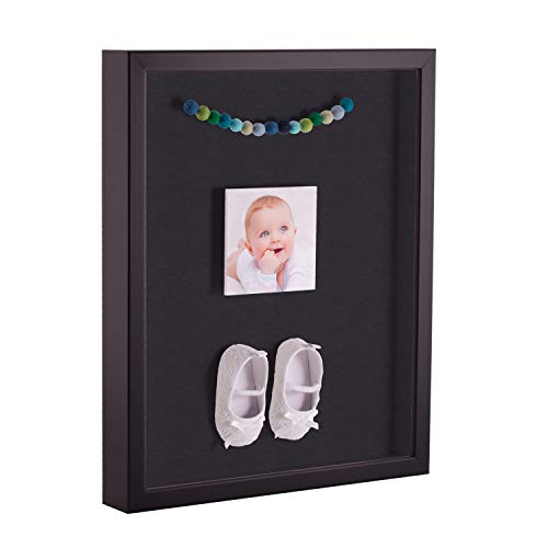 ArtToFrames 12 x 24 Inch Shadow Box Picture Frame, with a Satin Black 1'' Shadowbox Frame and Black Mat