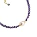 Gempires Amethyst Beaded Bracelet with Pearl Choker Crystal Jewelry Lightweight February Birthstone Gifts Hypoallergenic 7.5 Inch Gold Plated Trendy Fashion Everyday Wear Jewelry