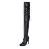  CuteHeels Damen über Kniehohe Stiefel mit Stiletto Absatz (Schwarz, 38 EU)