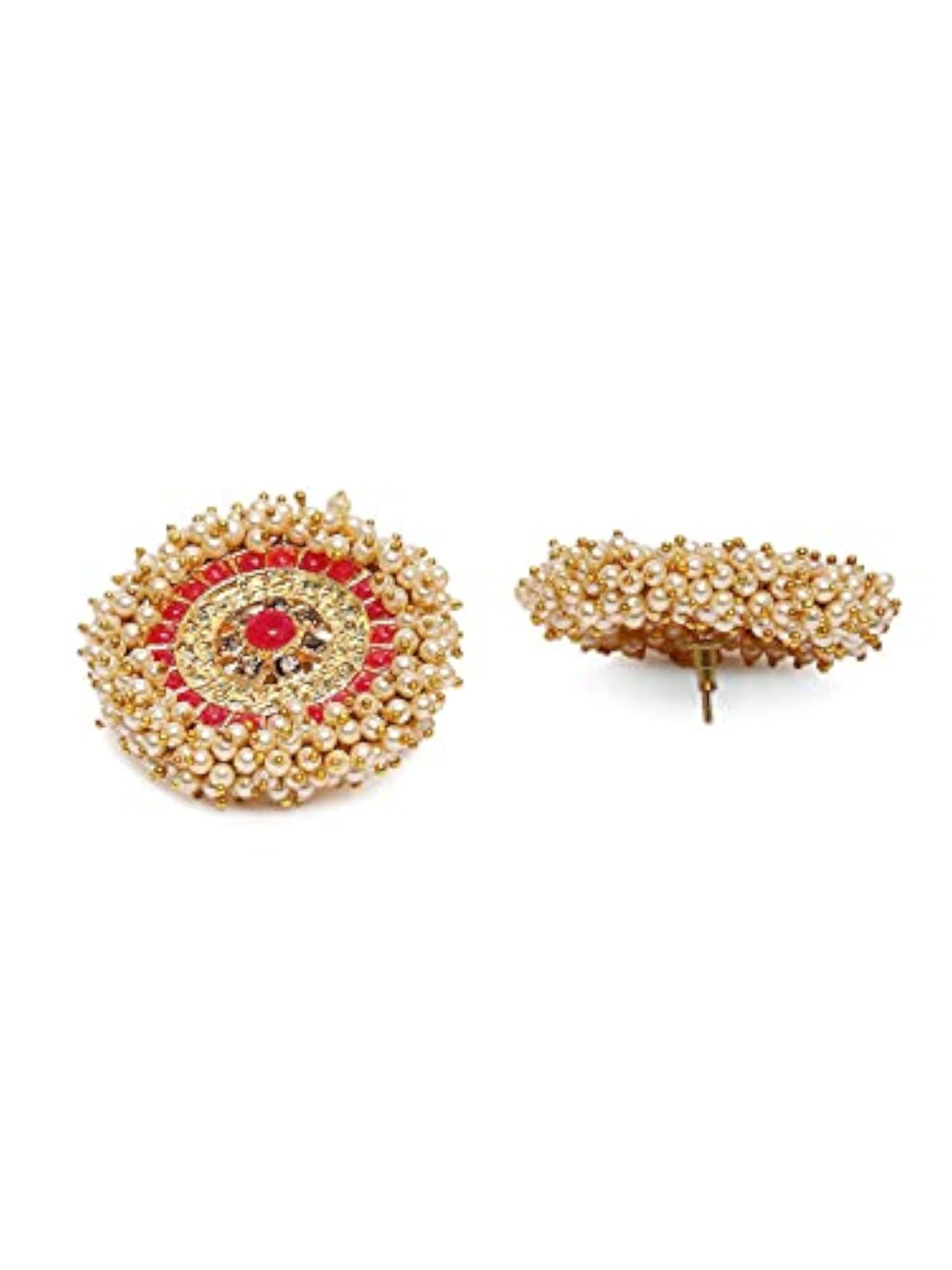 Pink Stones Ethnic Stud Earring For Women