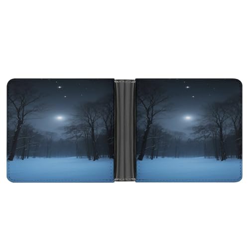 Slim Wallet Night Compact Bifold Wallet with Credit Card Holder Leather Coin Slot ID Window Unisex