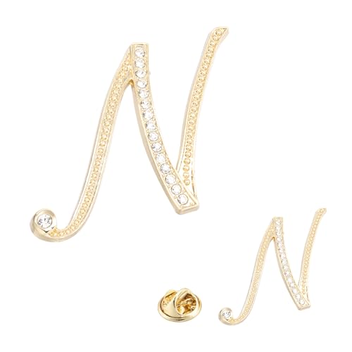 Image of PATIKIL Rhinestone Letter Brooch Pins, Initial Rhinestone Alphabet Letter Lapel Badges Pin for Women Men Suits Dress Coat