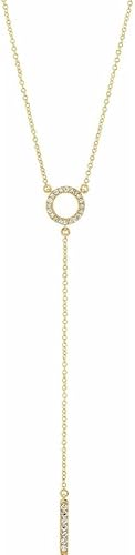 Collar de oro amarillo de 14 k con círculo de diamantes de 16 qt de 16-18 pulgadas, Metal, Diamante