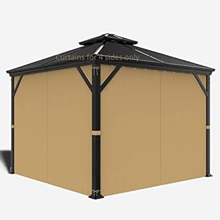 PROTUNE OUTDOORS 10-ft x 12-ft Gazebo Curtains,Privacy Sidewall Set 4-Panel Universal Replacement Shade Curtains Set,Protecting Side Walls (Only Curtain)-Khaki
