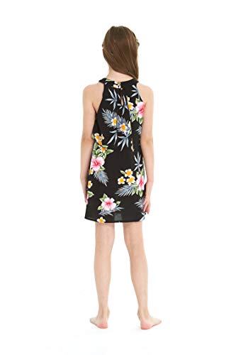 Image of Family Matching Hawaiian Clothes, Hibiscus Black | Black Hibiscus Print • Soft Rayon Fabric • Family Matching Outfits • Vacation Ready • Luau Party Wear