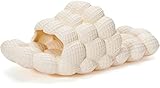 BRONAX Open Toe Womens Bubble Slides Massage Funny Golf Ball Peanut Slides Cloud Sleepers Lychee House Shower Summer Pillow Bath Slippers Sandals for Ladies Beige Size 35-36
