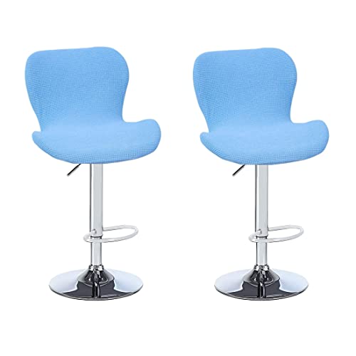 Bifaunvogel Counter Height Bar Chairs Cover Set of 2 Jacquard Swivel Bar Stools Slipcovers Stretchable Swivel Barstools Chair Covers Protector for Home Kitchen Bar Cafe Sky Blue