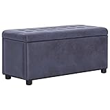 vidaXL Ottoman mit Stauraum Sitzhocker Sitzwürfel Sitzbank Aufbewahrungsbox Hocker Truhenbank Sitztruhe Truhe Sitzbox 87,5cm Grau Wildleder-Optik