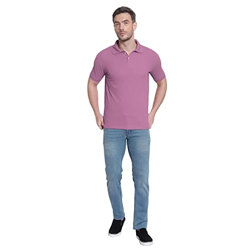 Image of Men's Poly Cotton-Matty Tshirt with Regular Fit Solid Pattern Half Sleeve Standard Length and Button Down Closure|Men's T-Shirts