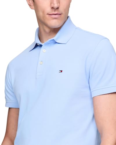 Image of Tommy Hilfiger Men's Short Sleeve Polo Shirts in Regular Fit With Stretch and Organic Pique Cotton