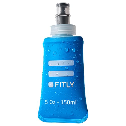 FITLY Soft Flask - 5 oz (150 ml)- Shrink As You Drink Pocket Soft Water Bottle for Hydration Pack/Running Vest- Folding Water Bottle for Running, Hiking, Cycling - Ski Water Bottles (FLASK150)
