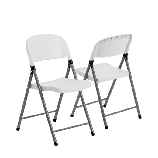 Harbour Housewares Plastic Folding Chair - Pack of 2 - White - Heavy Duty Foldable Indoor Outdoor Trestle Folding Seats for Office, Garden Event Party, Art & Crafts, Camping Picnics