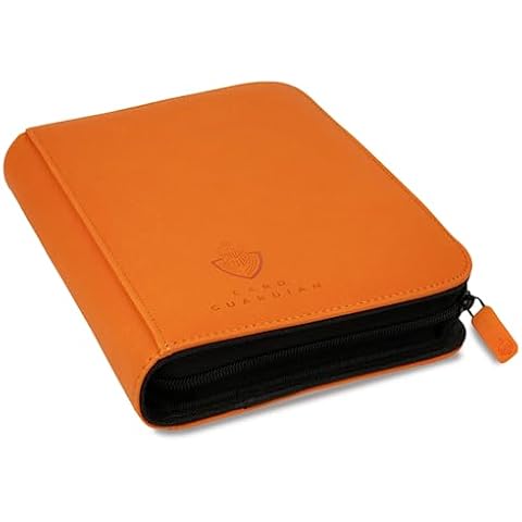 Card Guardian - 4 Pocket Premium Binder for 160 Cards (Orange) | Zipper Closure and Side Loaded Pockets | Compatible with Trading & Sports Cards including Magic the Gathering, Yugioh, Baseball Cards Cover