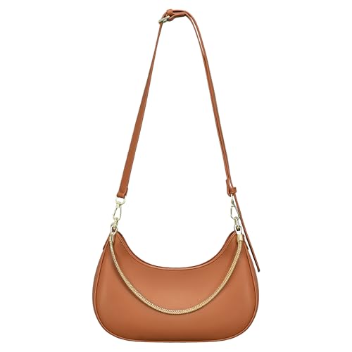 Shoulder Bag for Women PU Leather Crossbody Bags Clutch Purse with Adjustable Strap Crescent Women's Hobo Handbag with Zipper