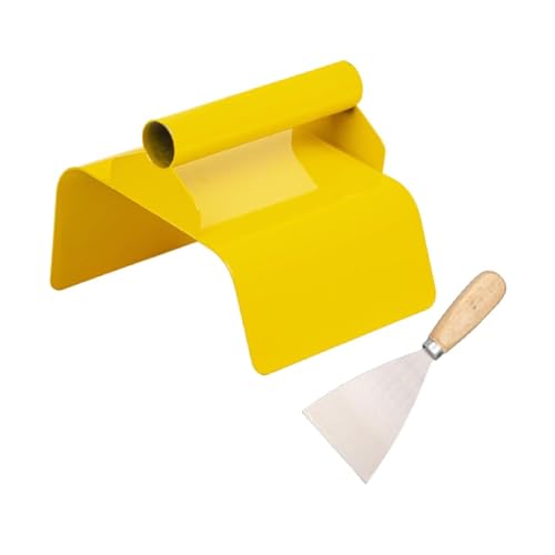 SZLIFE Truelle de bordure paysagère, outil de bordure en béton, outil de maçonnerie, réparation de mortier de maçon avec à mastic, truelle de, Bord Biseauté Jaune
