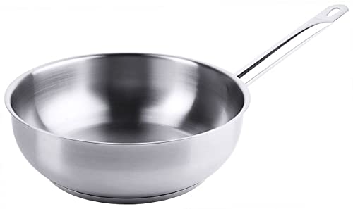 Contacto Sauteuse Edelstahl 18/10 Ø24 cm mit Rohrgriff & Schüttrand, induktionsgeeignet, Kapselboden, Kochtopf ohne Deckel