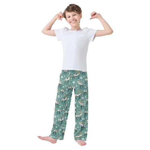 ZZXXB Moose Geometry Print Boys Long Pants Soft Trousers Elastic Waist Kids Lounge Bottoms with Pockets S-XL2