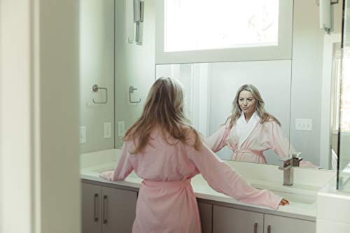 Telegraph Hill Double Layer Seersucker Robe - Soft Microfiber Bathrobe In Pink - Pink & White Striped Unisex Large Bathrobe - Perfect For Sauna, Gym, & Home #TOP5