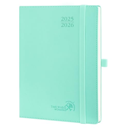 POPRUN Planner 2025-2026 (6.5'' x 8.5'') Academic Year Agenda (July 2025 - June 2026) with Hourly Time Slots, 2025 Weekly Planner for time Management, Leather Soft Cover - Green