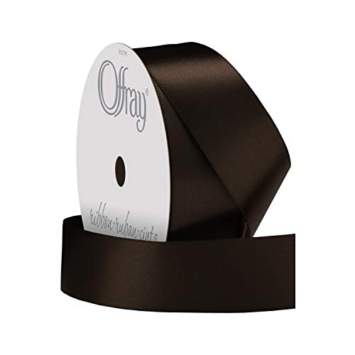 Image of Berwick Offray 306024 7 /8 inch Wide Single Face Satin Ribbon, Brown, 6 Yds (Pack of 2)
