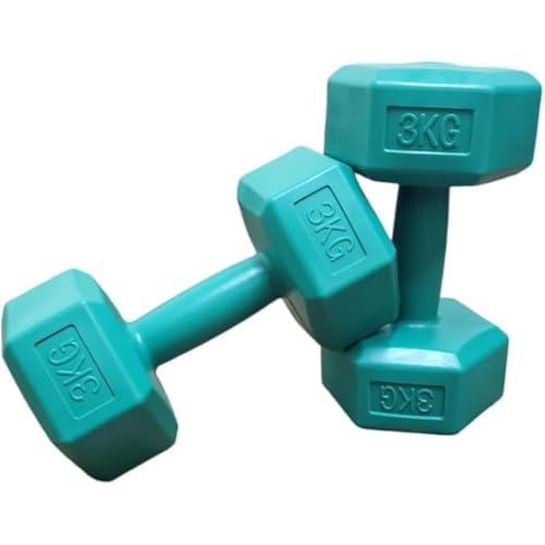 Classical Head Vinyl Dumbbell Set for Home Gym Full Body Exercise -/Dark Green 3KG*2