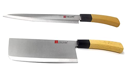 Yingguns Ceramic Knife Robust & Long (2 Pack) Meat Chopper Knife Knife + Sashimi Paring Knife for Cutting Slice Dice Steak Meat Chicken Cheese Vegetable Fruits SH638