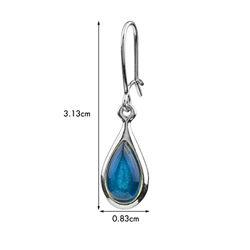 Ian And Valeri Co. Blue Amber Sterling Silver Small Tiny Tear Drop Earrings #TOP1