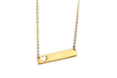 Vnox NC-433GSET-1+KZ Personalized Stainless Steel Hollow Out Heart Dainty Initial Bar Necklace Bar Necklace Set For Best Friend Fmily Graduation Brithday Gift thumb #4