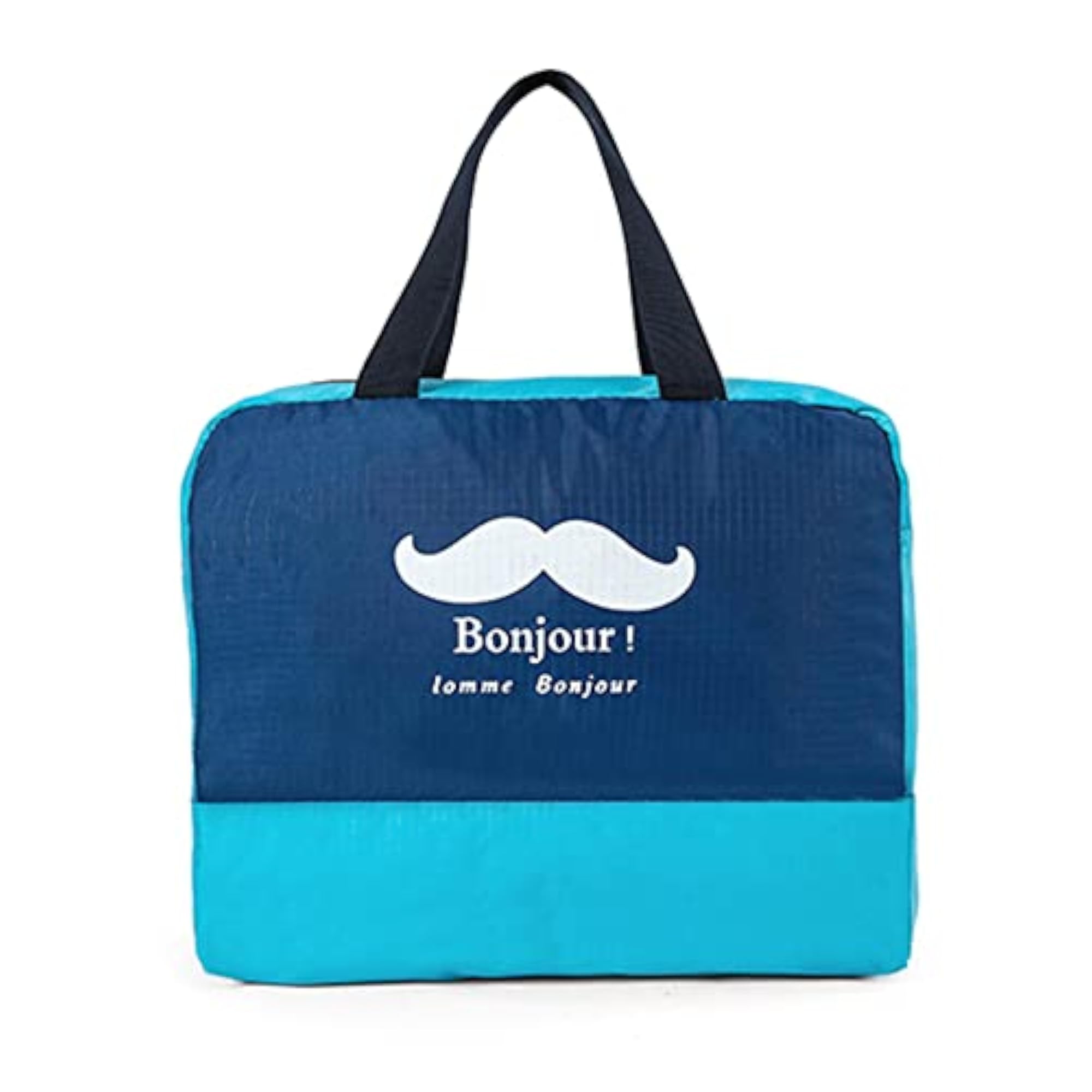 Waterproof Storage Bag for Beach, Navy Blue Mustache