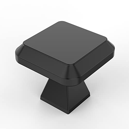 Amerdeco 25 Pack Matte Black Kitchen Cabinet Square Knobs Cabinet Hardware Single Hole Cabinet Pulls Dresser Knobs Drawer Knobs And Pulls For Bathroom Cabinets Zh0002 #TOP16