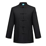 Generisch Kochjacke Für Herren Küche Arbeitsuniform Langärmelig Kochmantel Hotel Restaurant Arbeitskleidung Traditionelle Chinesische Kochjacke (Size:6XL,Color:schwarz)
