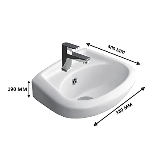 Image of Wall Mounted Wash Basin for Bathroom | Wall Hung Small Wash Basin /Sink (14.96 x 11.81 x 7.48 Inch, WT-Nano)