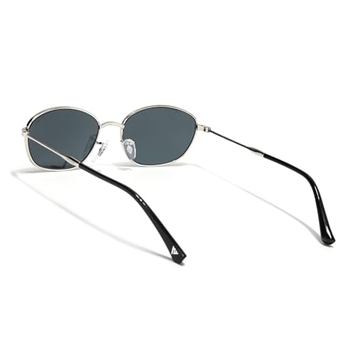 Image of Voyage Oval Polarized Sunglasses for Men & Women (Black Lens | Grey Frame - MG7625)