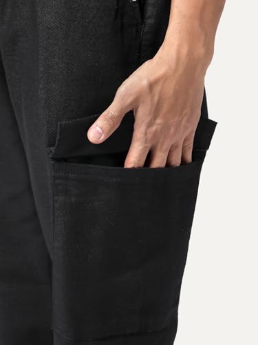 Image of Urbano Fashion Men's Straight Fit Linen Cargo Pants with 6 Pockets