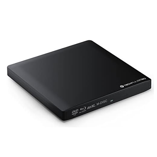 techpulse120 USB 3.1 Type-C extern M-skiva BDXL Blu-ray-brännare spelare superdrive enhet BD DVD CD smal för dator stationär bärbar dator Windows Mac OS Apple iMac MacBook Pro Air aluminium svart
