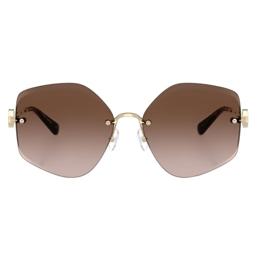 Tory Burch TY 6111 334913 Shiny Light Gold Metal Irregular Sunglasses Brown Gradient Lens2