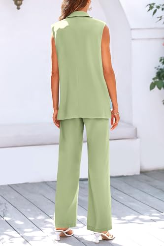 image for PRETTYGARDEN Women's 2 Piece Suit Sets Notched Lapel Blazer and Palazz